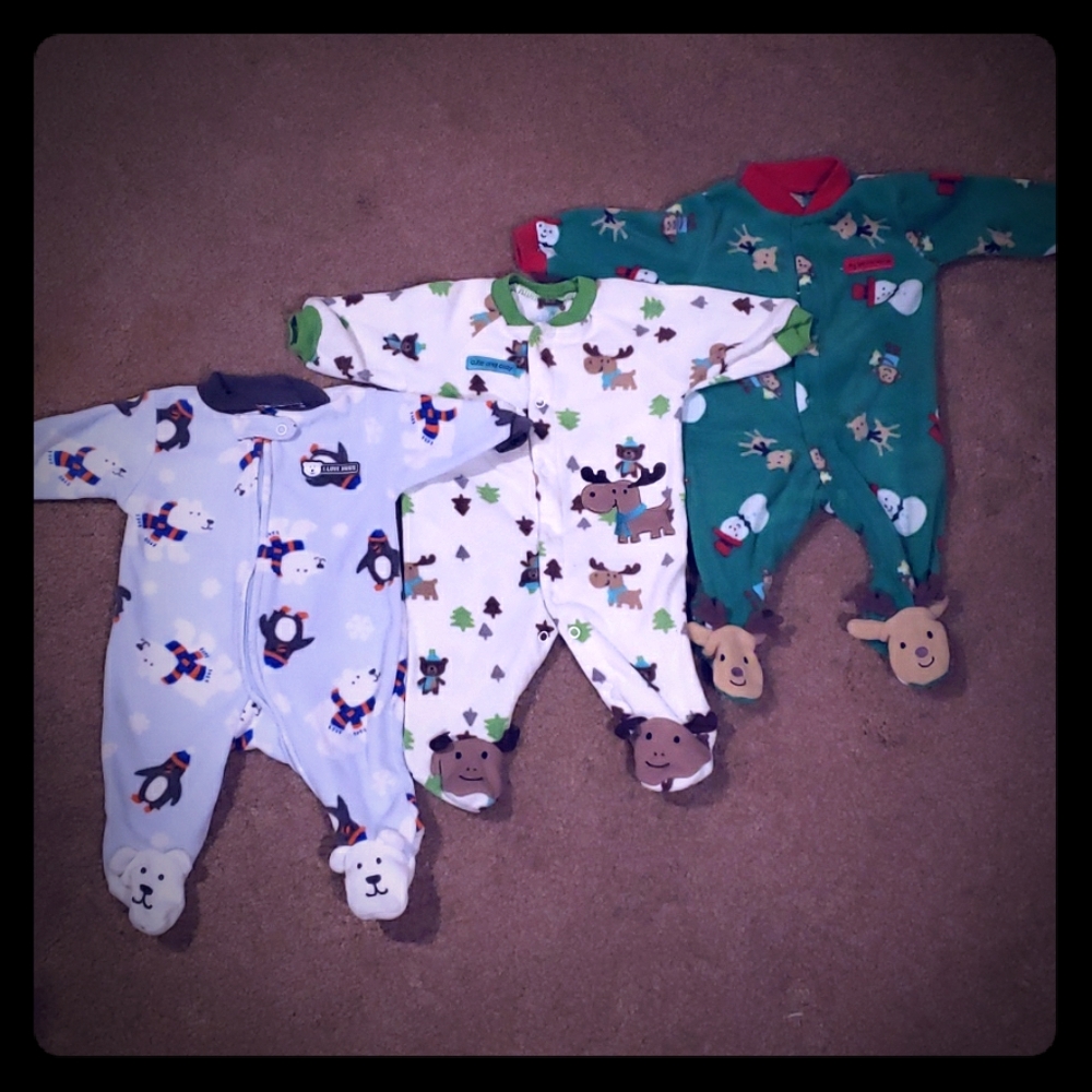 Cute Newborn Carter Christmas Footies Bundle